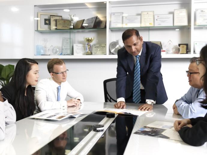 Employees in a meeting